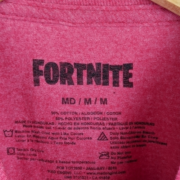 FORTNITE Red Tee Short Sleeve/Shirt Top, Size M boys - Picture 3 of 4